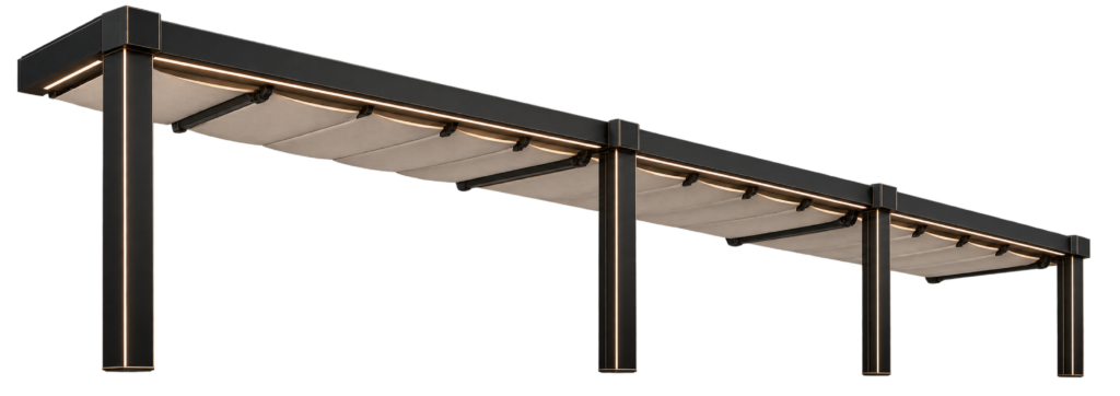 Sklopiva pergola sa djelimično otvorenim platnenim krovom – Garden Lux